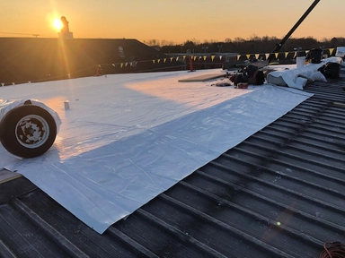 Completed commercial flat roof project by Bel Air Foam & Roofing in Maryland