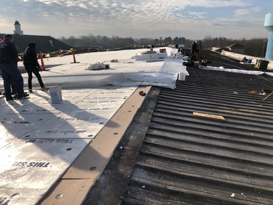 Completed commercial flat roof project by Bel Air Foam & Roofing in Maryland