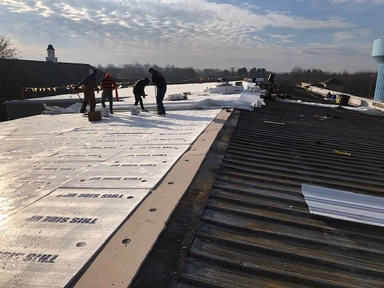 Commercial roof repair project by Bel Air Foam & Roofing