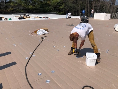 Commercial roof repair project by Bel Air Foam & Roofing