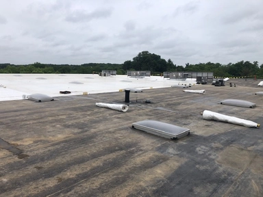 Completed commercial flat roof project by Bel Air Foam & Roofing in Maryland