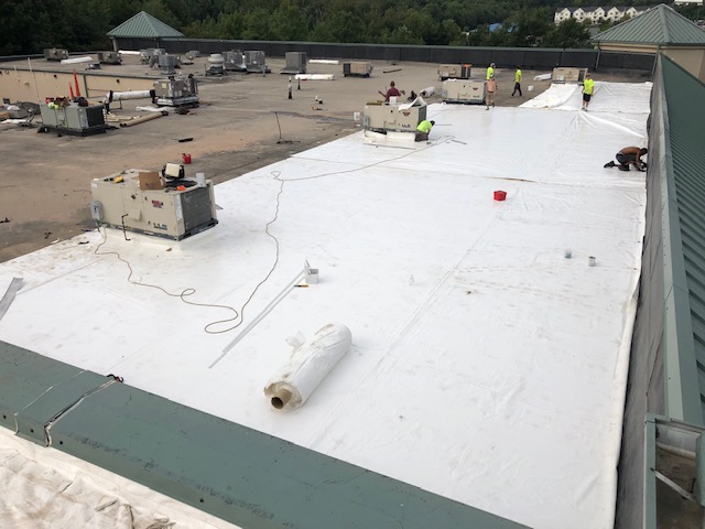 Commercial flat roof project by Bel Air Foam & Roofing