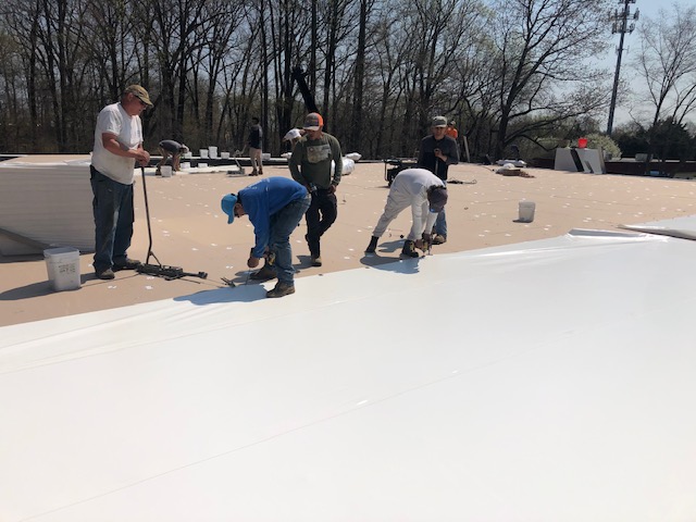 Completed commercial flat roof project by Bel Air Foam & Roofing in Maryland